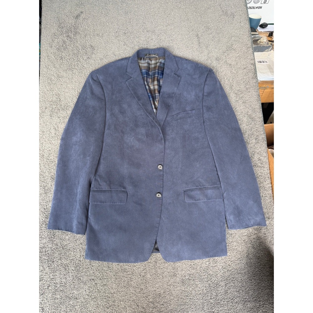 Lauren Ralph Lauren Mens Blue Faux Suede Two Button Blazer Sport Coat 44R